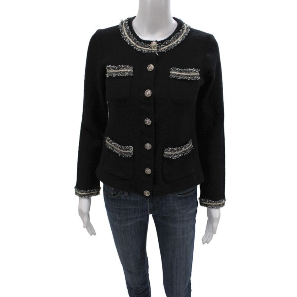Karl Lagerfeld Women Basic Jacket Black 55% Wool Long Sleeve Button Size S
